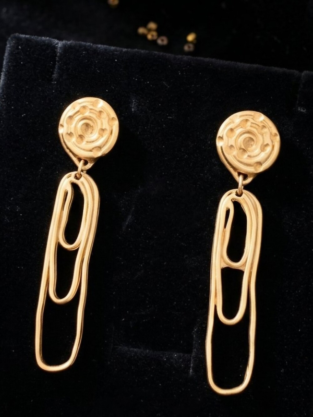 Vintage Norma Jean - Gold Drop Link Dangle Clip On Earrings